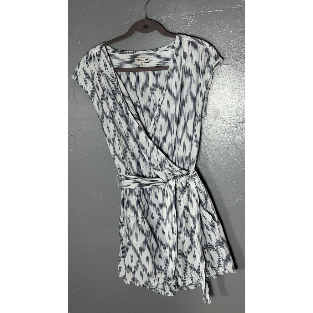 Women's Toad & Co Shakti Romper W/pockets UPF 25 Organic Cotton Size M Grey